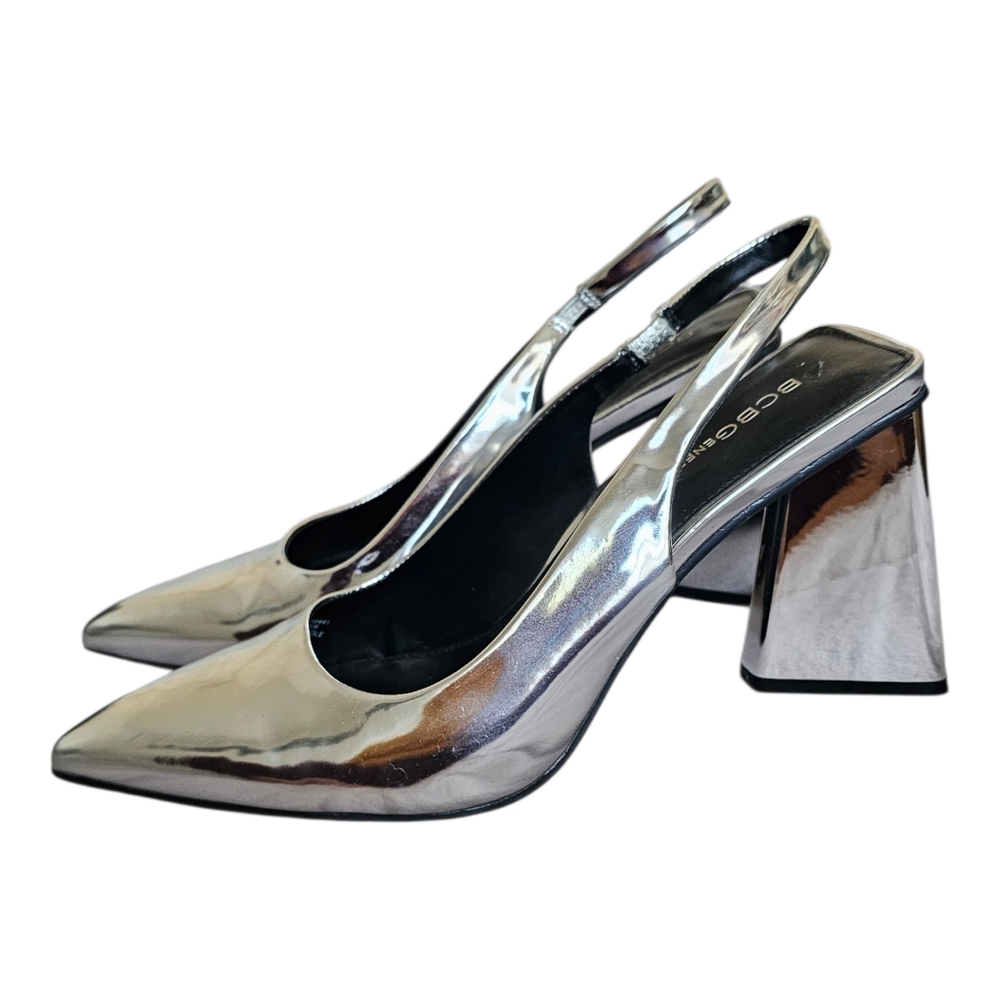BCBGeneration Metallic Silver Pointed Heels Size 9